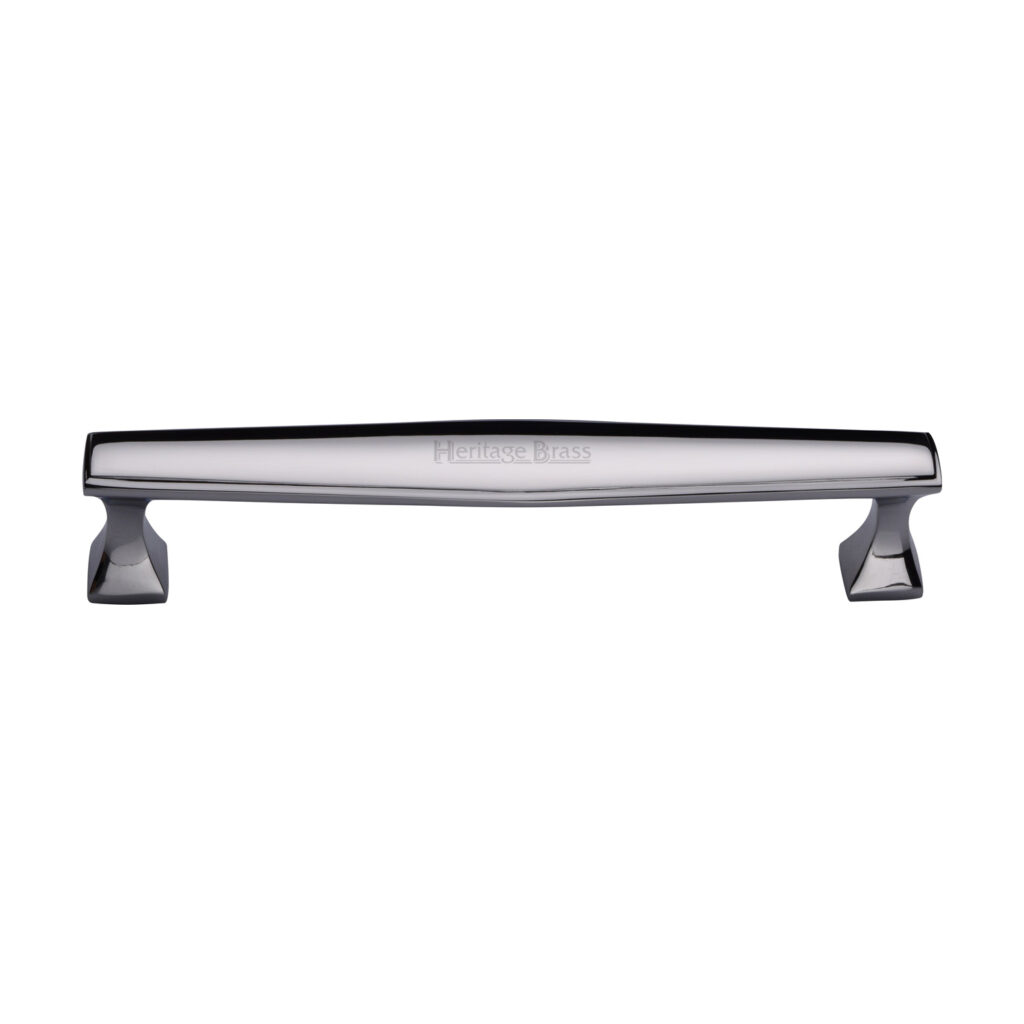 Heritage Brass Cabinet Pull Deco Design 203mm CTC Satin Chrome Finish 1