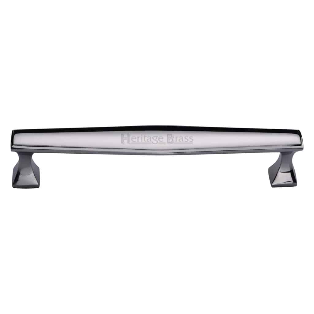Heritage Brass Cabinet Pull Deco Design 254mm CTC Satin Chrome Finish 1