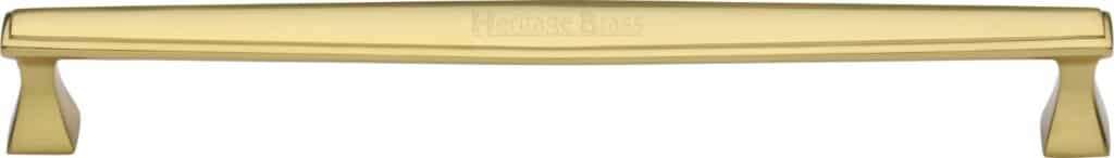 Heritage Brass Cabinet Pull Deco Design 96mm CTC Satin Brass Finish 1
