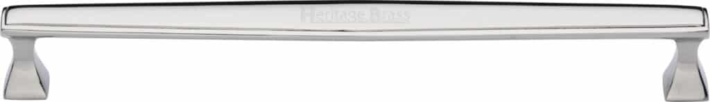 Heritage Brass Cabinet Pull Deco Design 96mm CTC Satin Nickel Finish 1