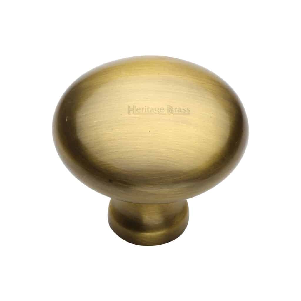 Heritage Brass Cabinet Knob Victorian Oval Design 38mm Polished Brass finish 1