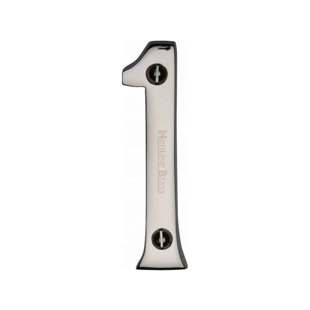 Heritage Brass Numeral 4 Face Fix 76mm (3") Polished Nickel finish 1