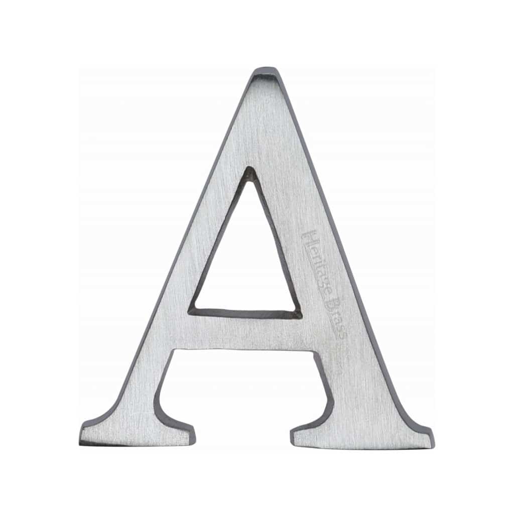 Heritage Brass Alphabet E Pin Fix 51mm (2") Satin Nickel Finish 1