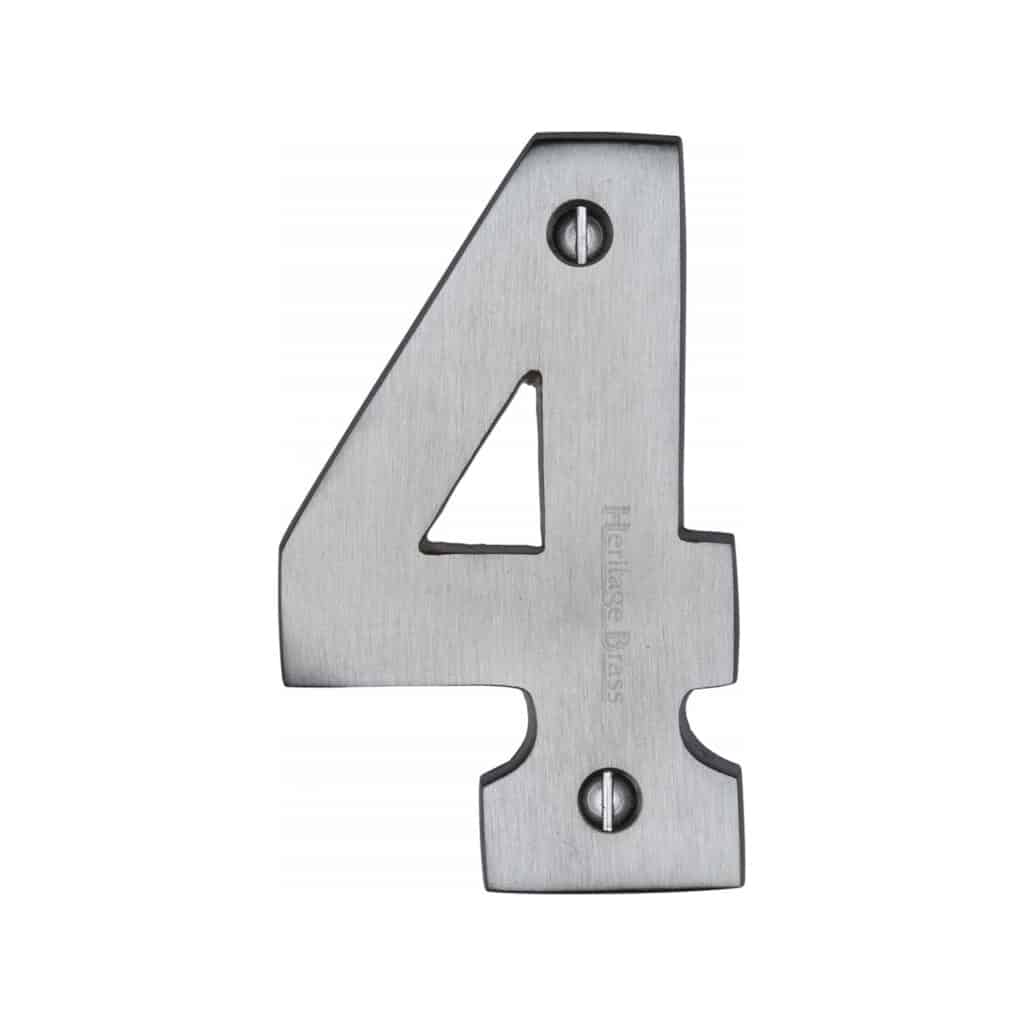 Heritage Brass Numeral 0 Face Fix 51mm (2") Satin Chrome finish 1