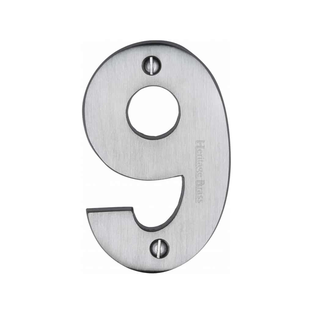 Heritage Brass Numeral 3 Face Fix 51mm (2") Satin Nickel finish 1