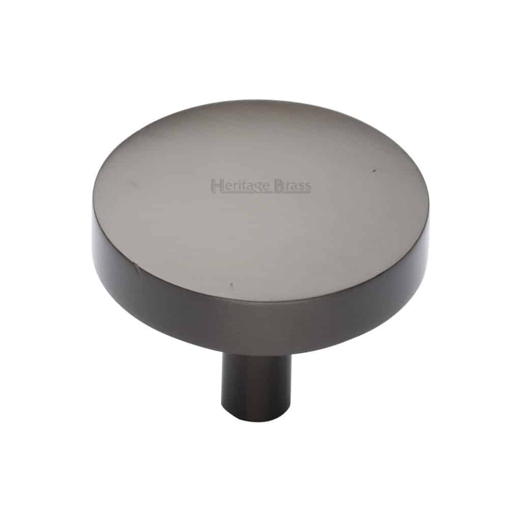 Heritage Brass Cabinet Knob Disc Knurled Design with Rose 32mm Polished Brass finish 1