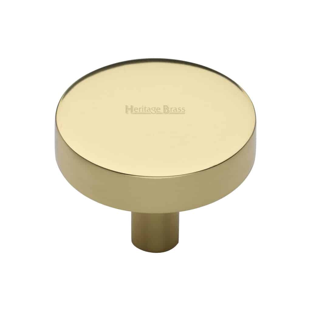 Heritage Brass Cabinet Knob Stepped Disc Design 32mm Satin Brass finish 1