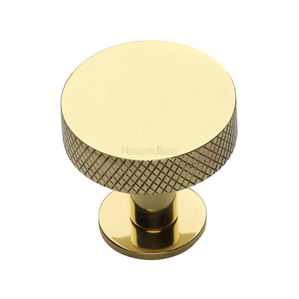 Heritage Brass Cabinet Knob Stepped Disc Design with Rose 32mm Antique Brass finish 1