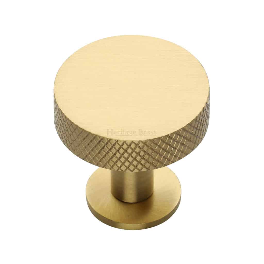 Heritage Brass Cabinet Knob Stepped Disc Design with Rose 32mm Polished Chrome finish 1