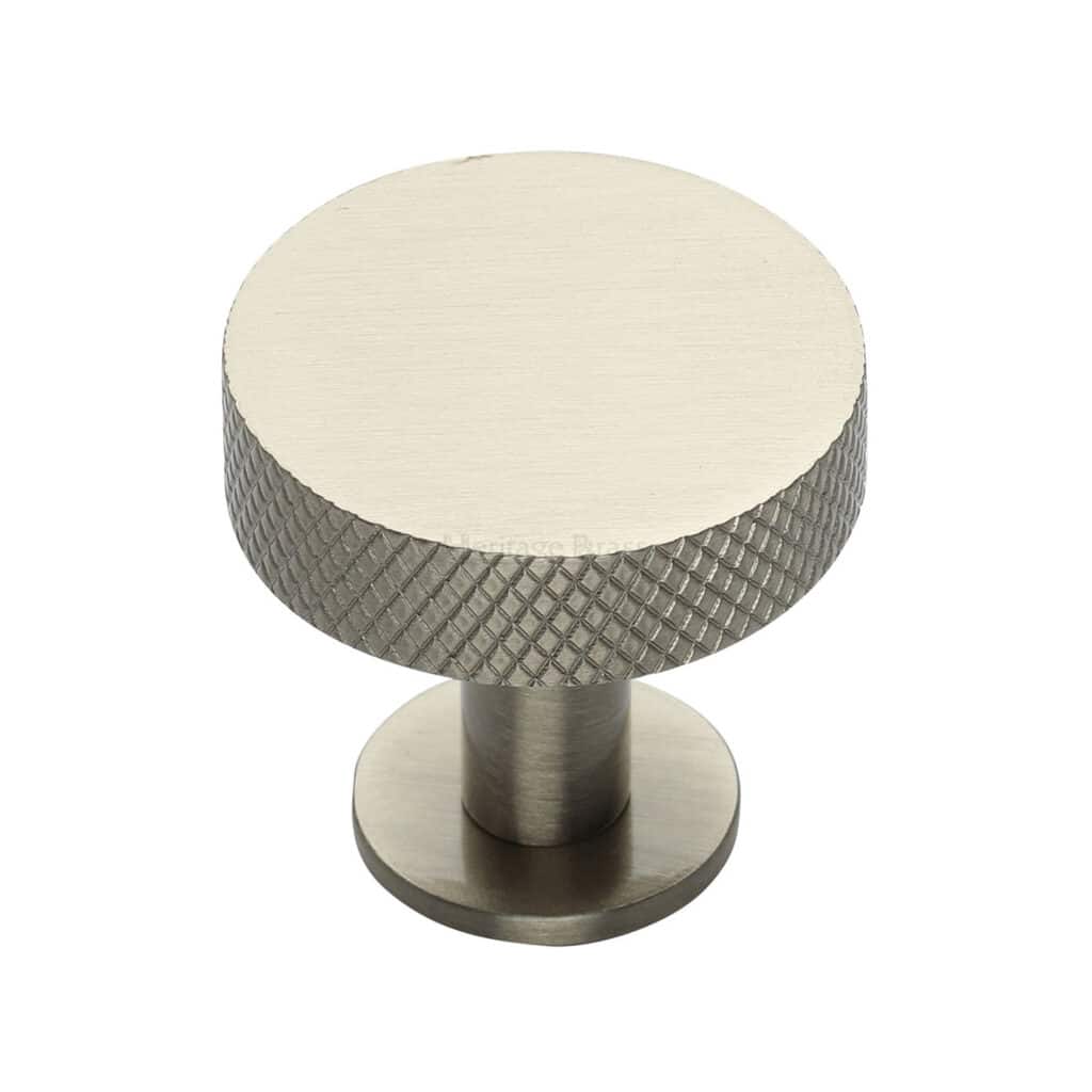 Heritage Brass Cabinet Knob Stepped Disc Design with Rose 32mm Polished Nickel finish 1