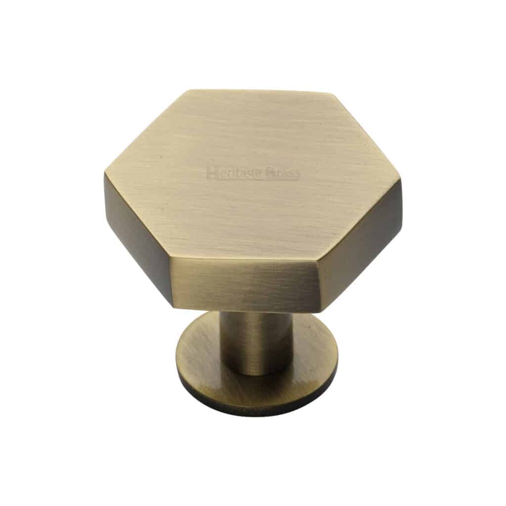 Heritage Brass Cabinet Knob Knurled T-Bar Design with Rose 45mm Polished Brass finish 1