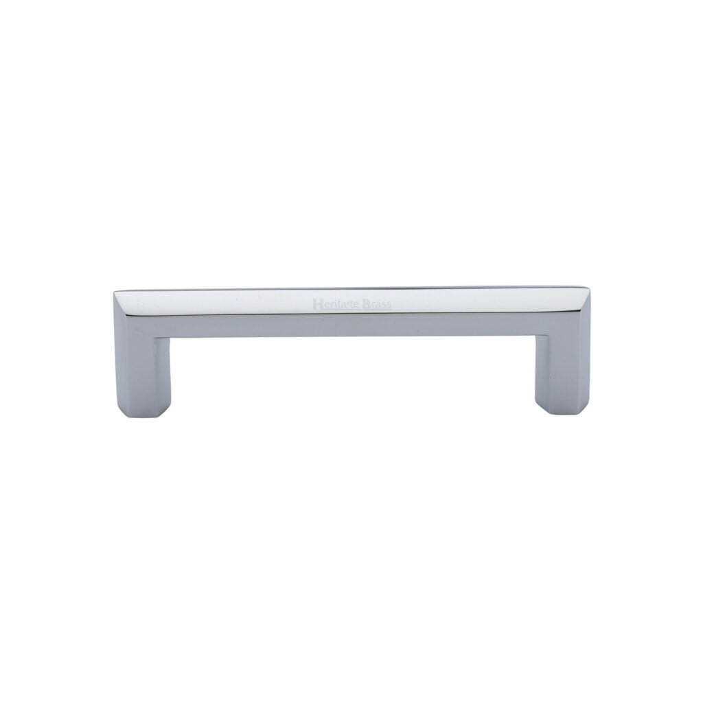 Heritage Brass Cabinet Pull Hammered Wide Metro Design 101mm CTC Satin Chrome Finish 1
