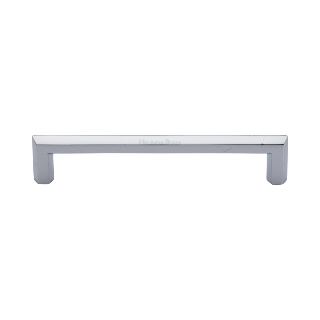 Heritage Brass Cabinet Pull Hammered Wide Metro Design 128mm CTC Satin Chrome Finish 1