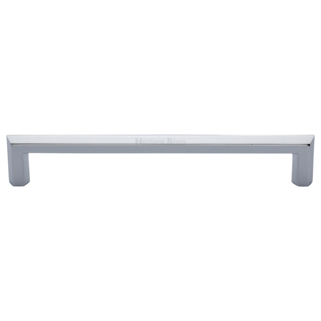 Heritage Brass Cabinet Pull Hammered Wide Metro Design 192mm CTC Satin Chrome Finish 1