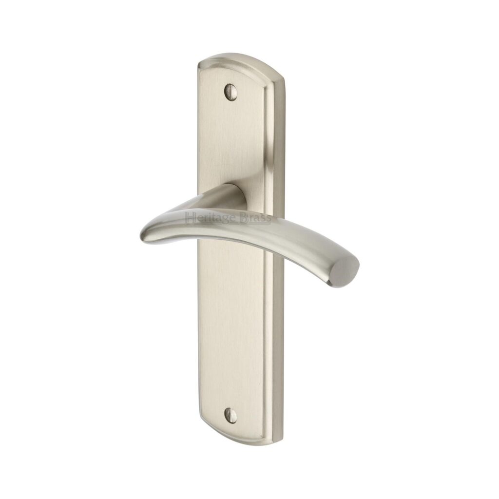 Heritage Brass Door Handle for Euro Profile Plate Deco Design Polished Chrome Finish 1