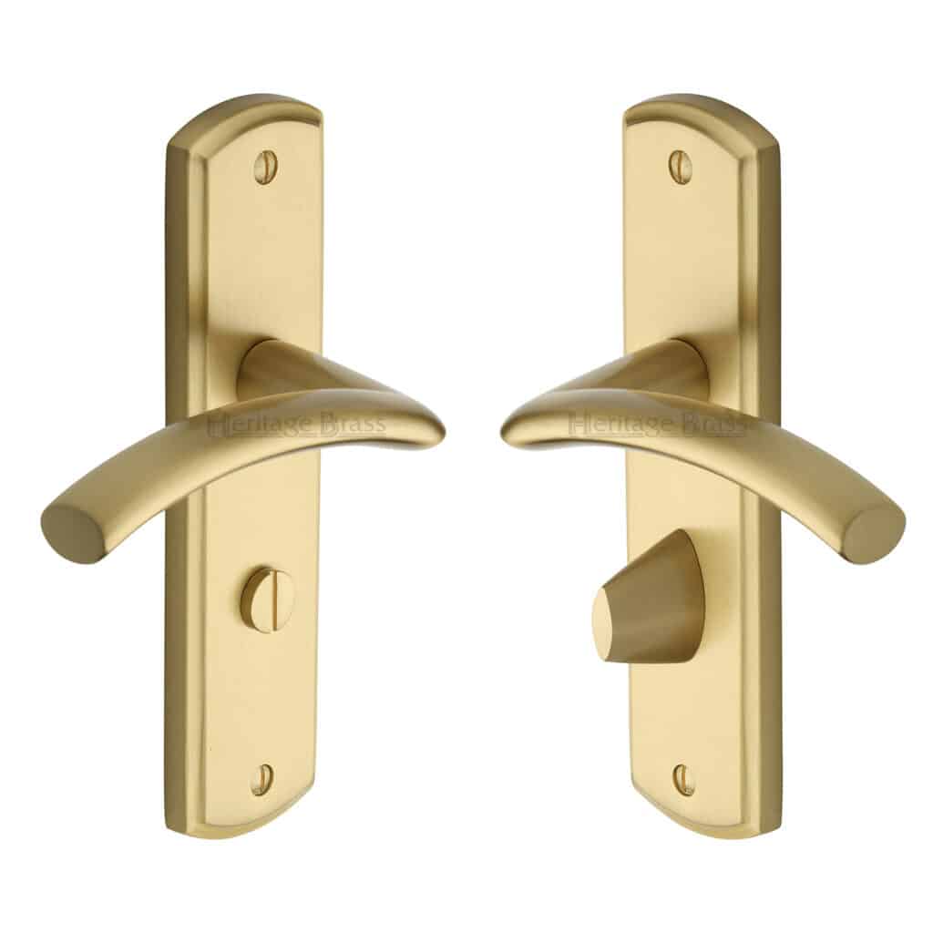 Heritage Brass Door Handle Lever Latch on Square Rose Linear Square Design Matt Bronze Finish 1