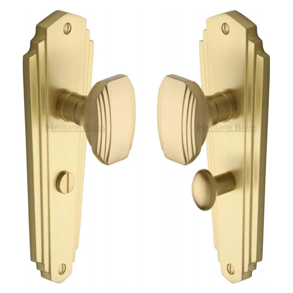 Heritage Brass Door Handle Lever Latch Delta Design Satin Nickel Finish 1