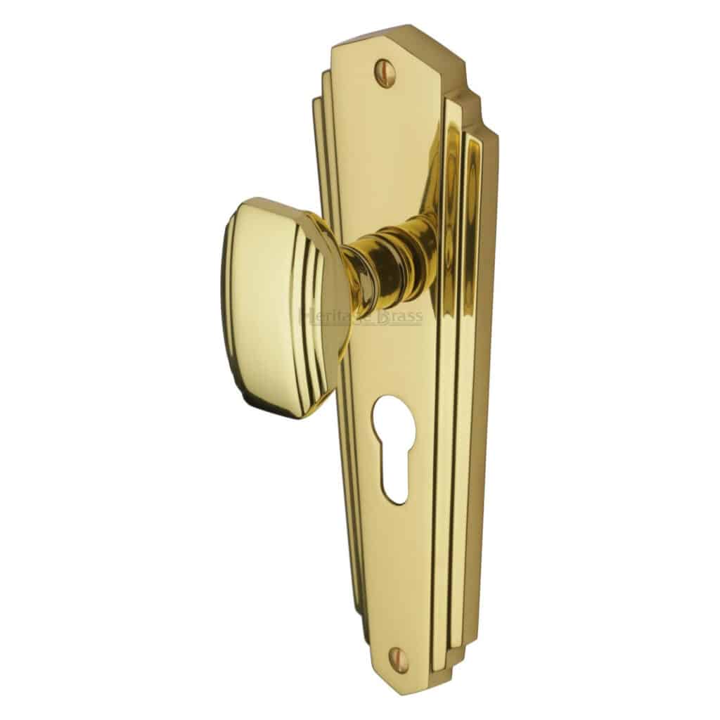 Heritage Brass Door Handle for Bathroom Delta Design Satin Nickel Finish 1
