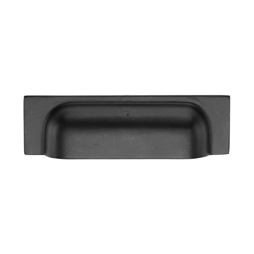 Black Iron Rustic Door Handle Euro Profile Plate Hadley Design 1