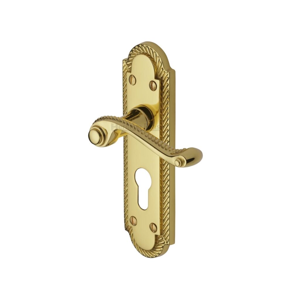 Heritage Brass Door Handle for Euro Profile Plate Howard Design Satin Nickel Finish 1