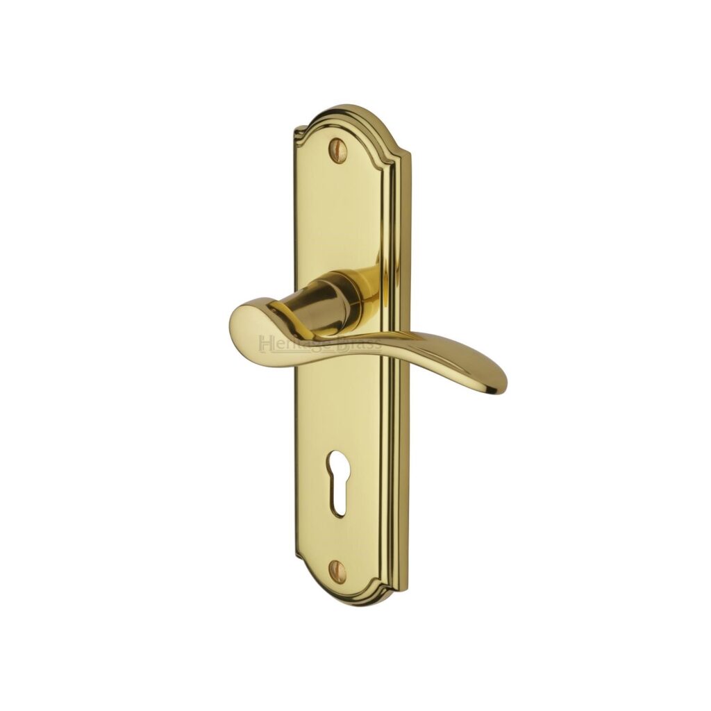 Heritage Brass Door Handle for Euro Profile Plate Metro Design Antique Brass Finish 1