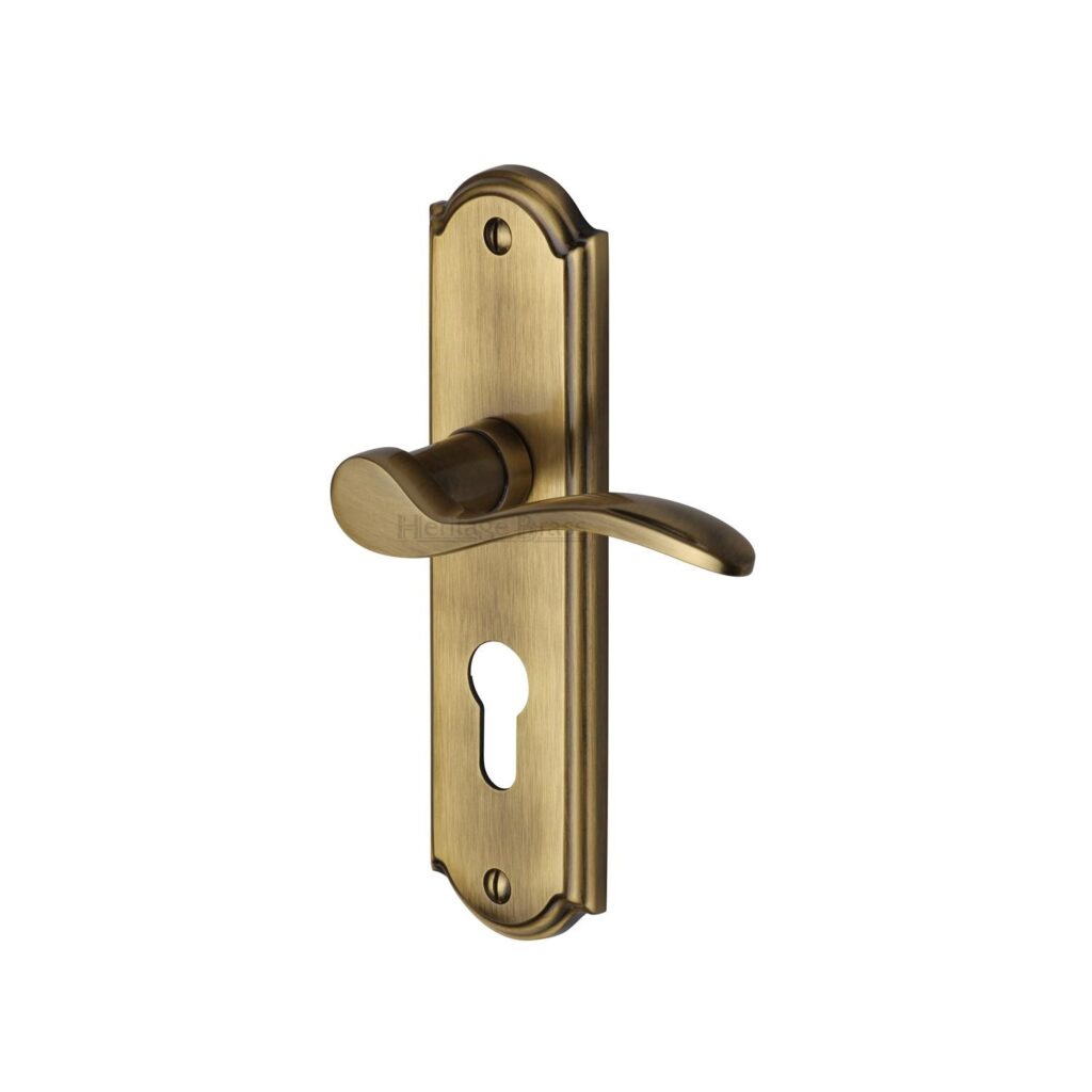 Heritage Brass Door Handle Lever Latch Verona Small Design Satin Chrome Finish 1