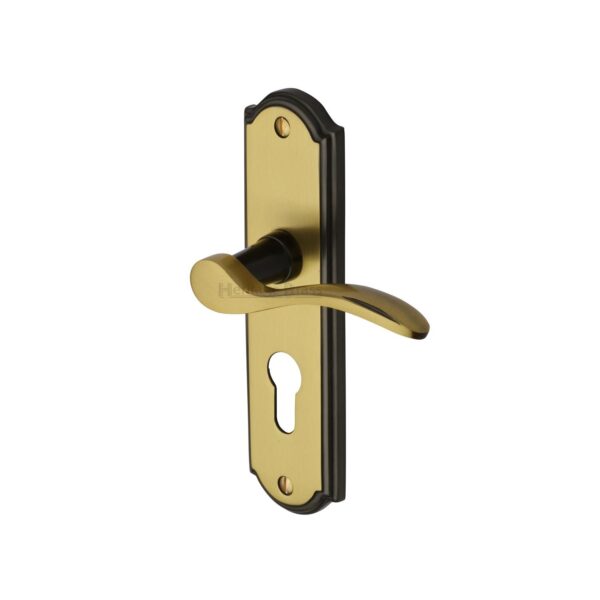 Heritage Brass Door Handle for Bathroom Verona Small Design Polished Brass Finish 1