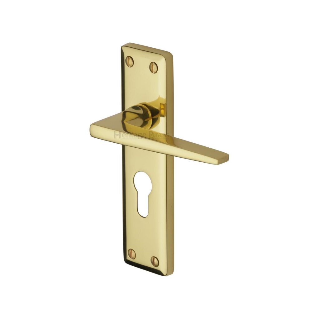 Heritage Brass Door Handle for Bathroom Lisboa Design Satin Brass Finish 1
