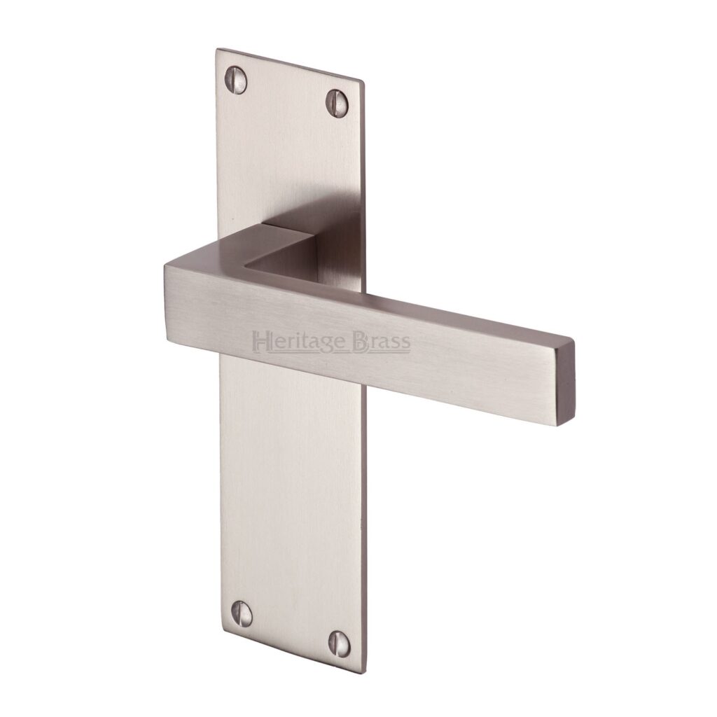 Heritage Brass Cabinet Pull Metro Design with Plate 160mm CTC Satin Nickel Finish 1