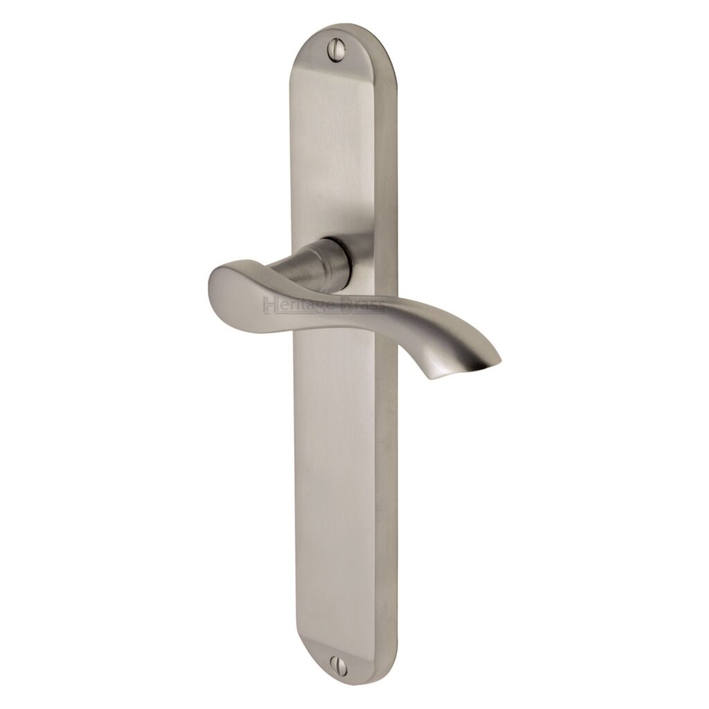 Heritage Brass Cabinet Pull Step Design with Plate 96mm CTC Satin Nickel Finish 1