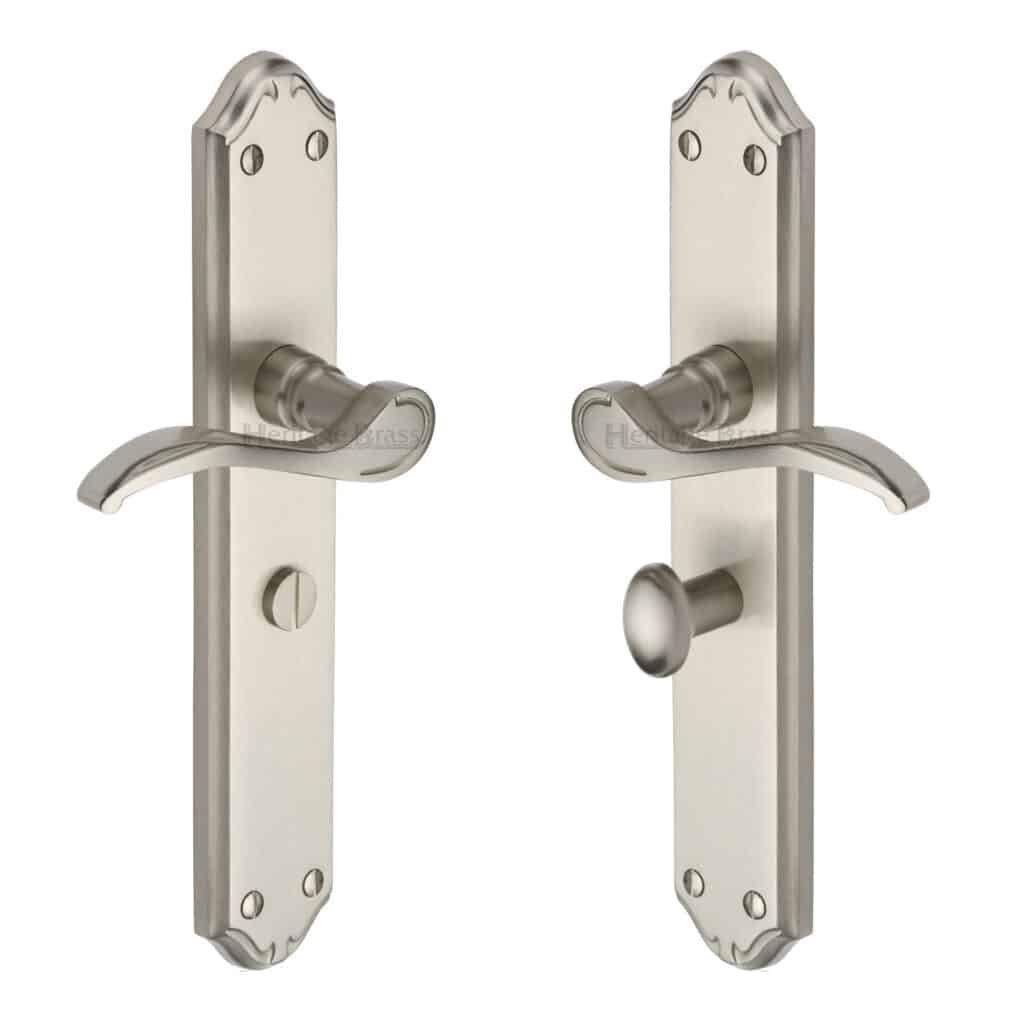 Heritage Brass Cabinet Pull Hexagonal Design with Plate 160mm CTC Satin Nickel Finish 1
