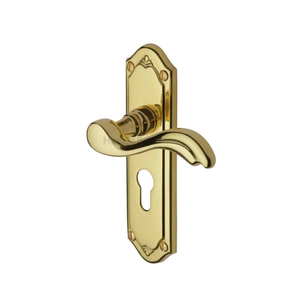 Project Hardware Door Handle Lever Lock Luca Design Polished Brass Finish 1