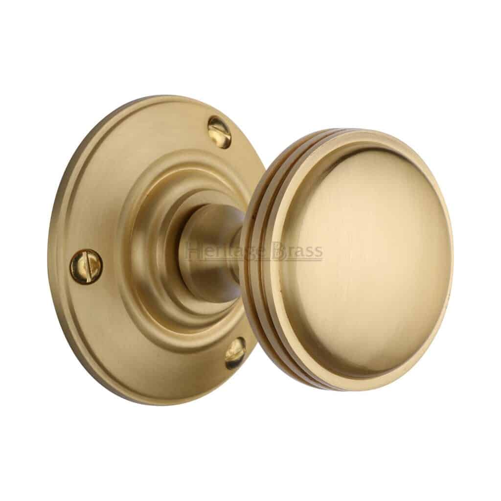 Heritage Brass Door Handle Lever Lock Sandown Design Satin Nickel Finish 1
