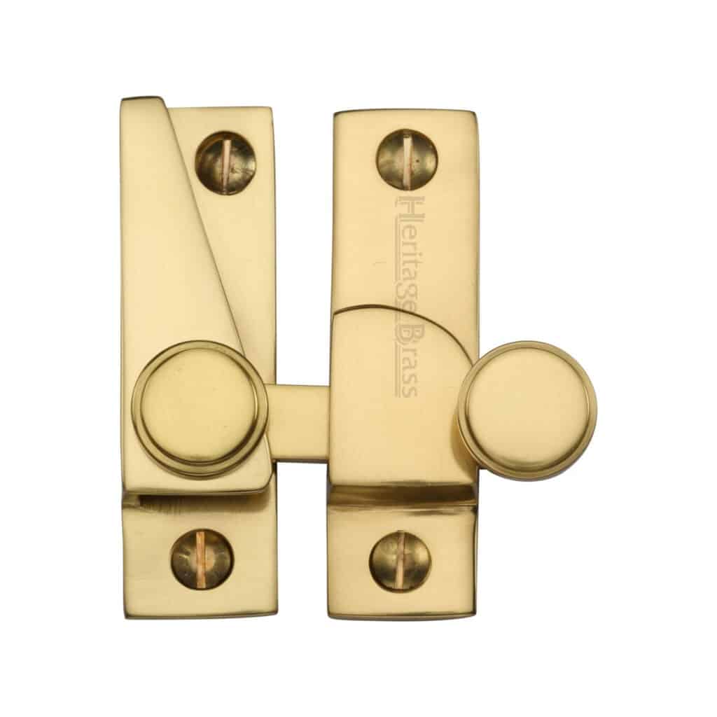 Heritage Brass Door Handle Lever Latch on Round Rose Colonial Design Polished Brass Finish 1