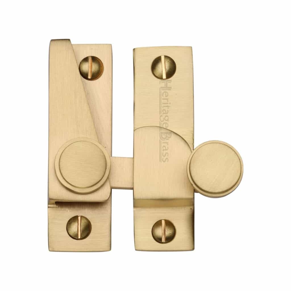 Heritage Brass Door Handle Lever Latch on Round Rose Colonial Design Satin Brass Finish 1