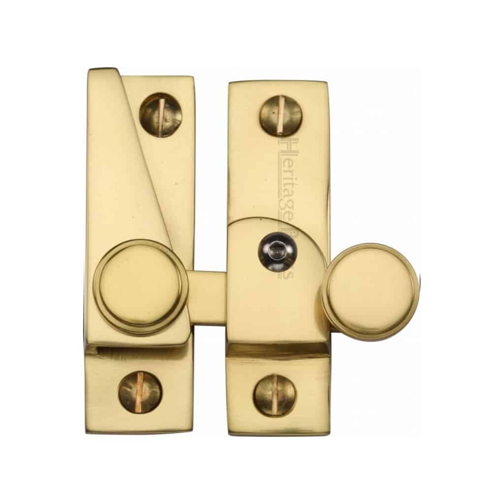 Heritage Brass Door Handle Lever Latch on Round Rose Sophia Design Polished Brass Finish 1