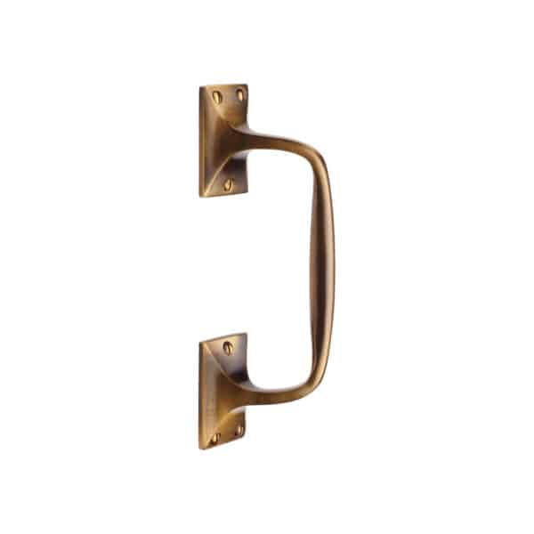 Heritage Brass Door Handle Lever Latch on Round Rose Bauhaus Mitre Design Antique Brass Finish 1
