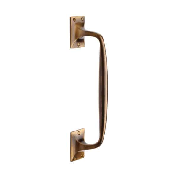 Heritage Brass Door Handle Lever Latch on Round Rose Bauhaus Mitre Reeded Design Antique Brass Finish 1
