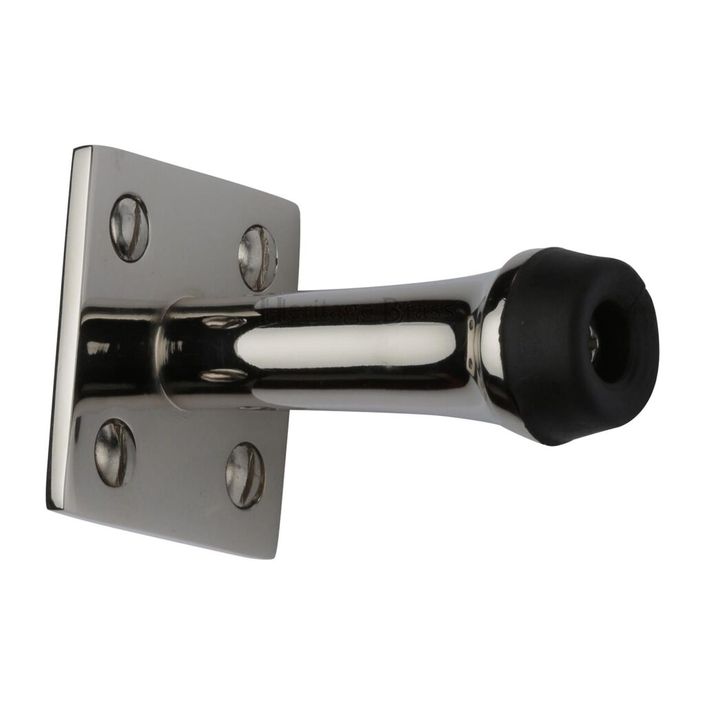 Heritage Brass Door Handle Lever Latch on Round Rose Mercury Design Polished Nickel Finish 1
