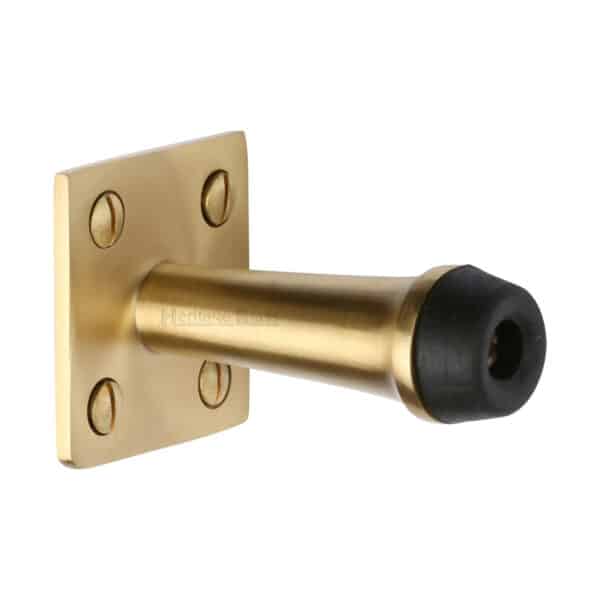 Heritage Brass Door Handle Lever Latch on Round Rose Mercury Design Satin Brass Finish 1