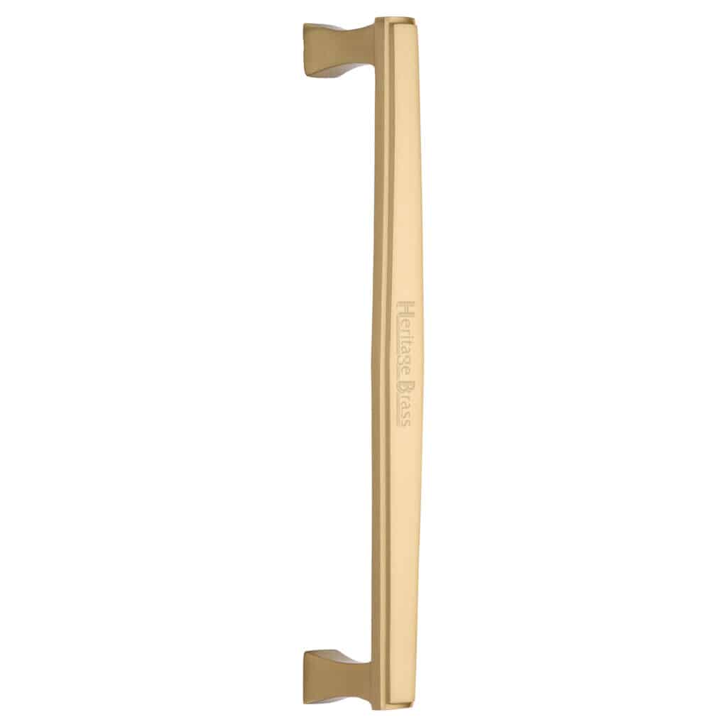Heritage Brass Door Handle Lever Latch on Round Rose Metro Angled Design Satin Nickel Finish 1