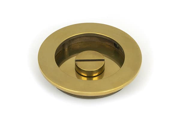 Aged Brass 75mm Art Deco Round Pull - Privacy Set 3