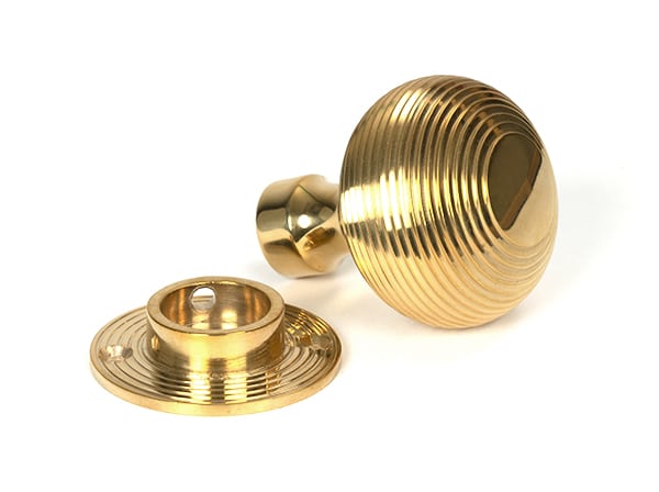 Polished Brass Heavy Beehive Mortice/Rim Knob Set 3