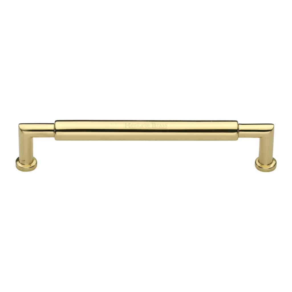 Heritage Brass Cabinet Pull Bauhaus Round Design 254mm CTC Satin Brass Finish 1