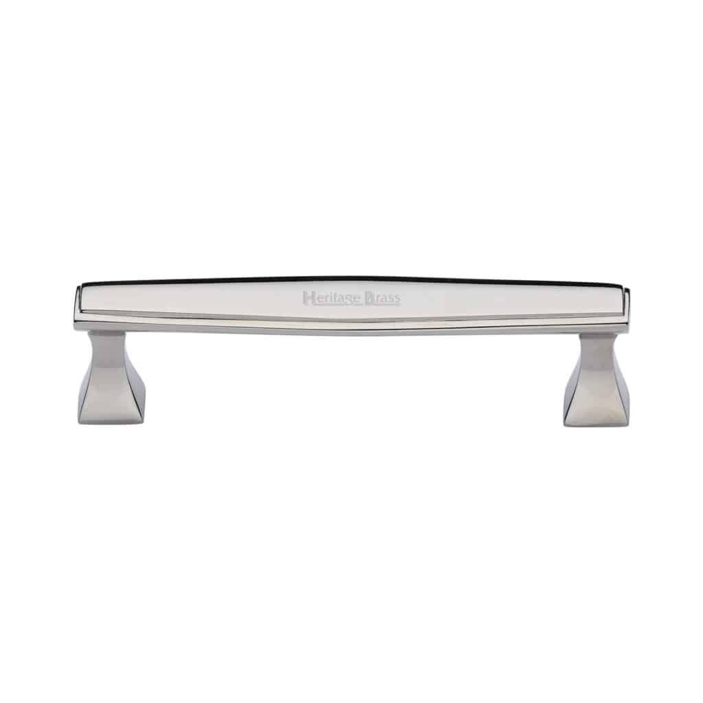 Heritage Brass Cabinet Pull Deco Design 160mm CTC Satin Nickel Finish 1
