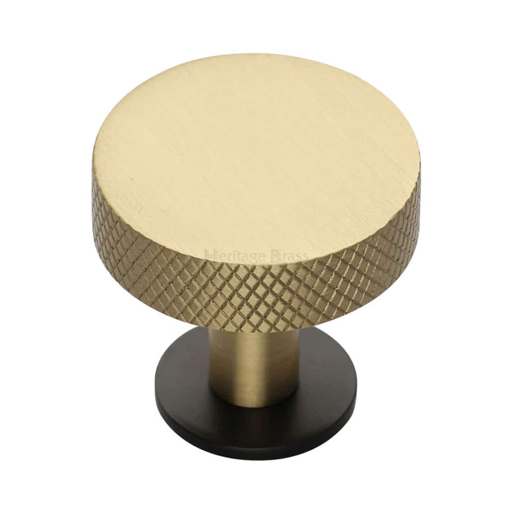 Heritage Brass Cabinet Knob Stepped Disc Design with Rose 32mm Satin Nickel finish 1