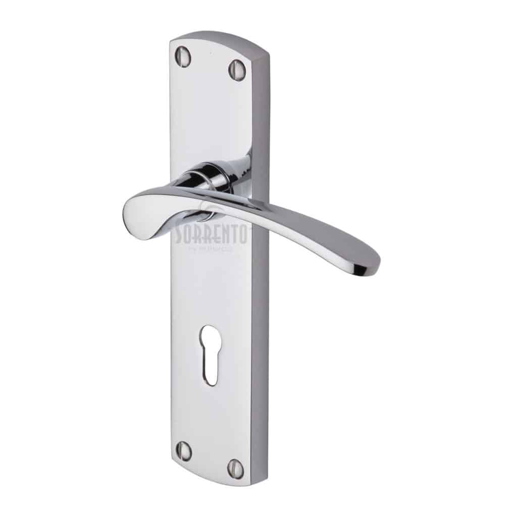 Heritage Brass Door Handle Lever Latch on Square Rose Delta Square Design Polished Brass Finish 1