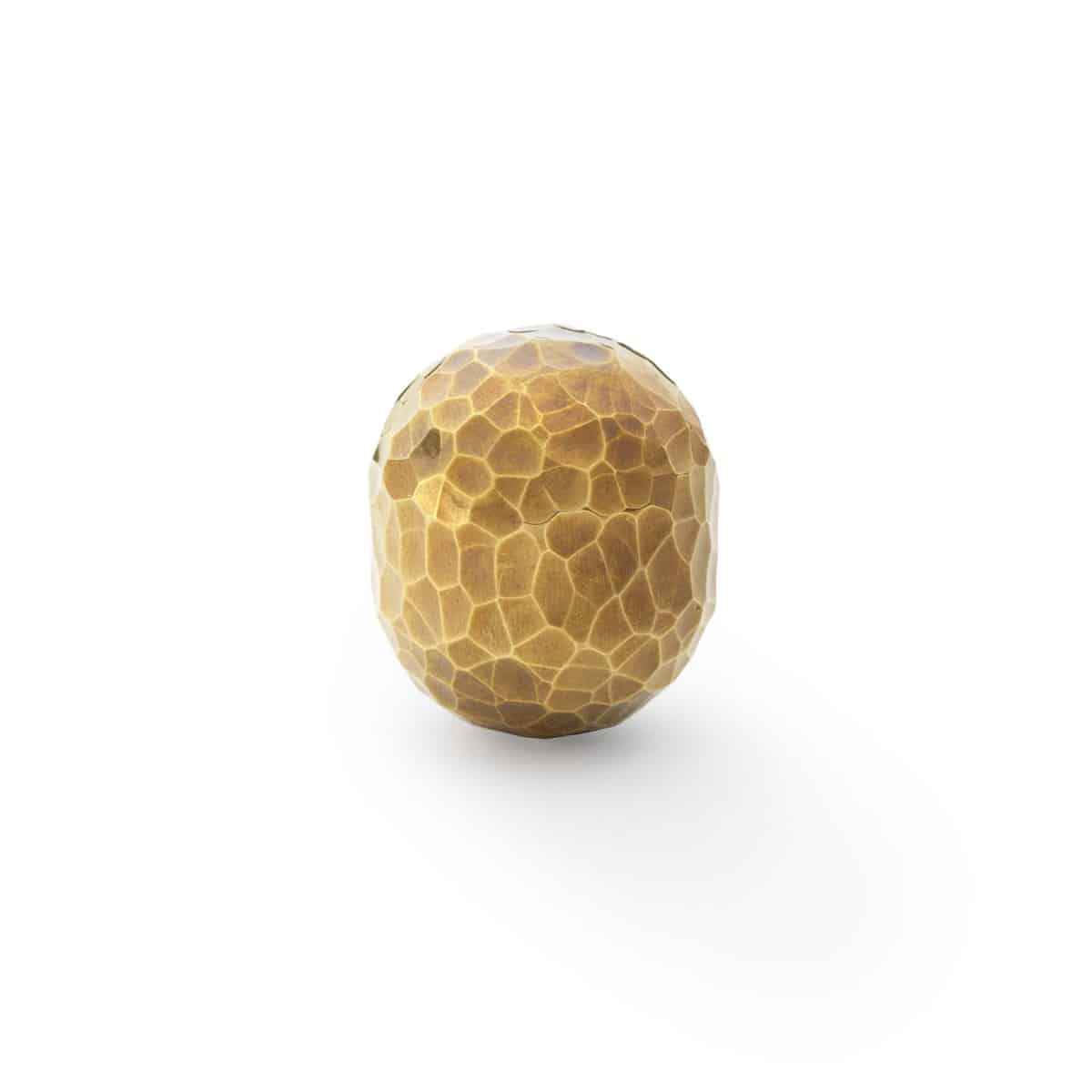 Alexander & Wilks - Patrice Hammered Vertical Oval Cupboard Knob - Burnished Brass - 38mm