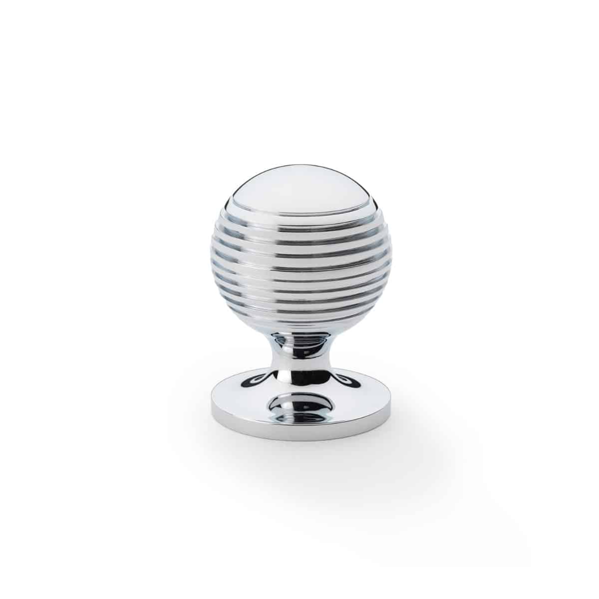 Alexander & Wilks - Caesar Cupboard Knob on Round Rose - Polished Chrome - 32mm