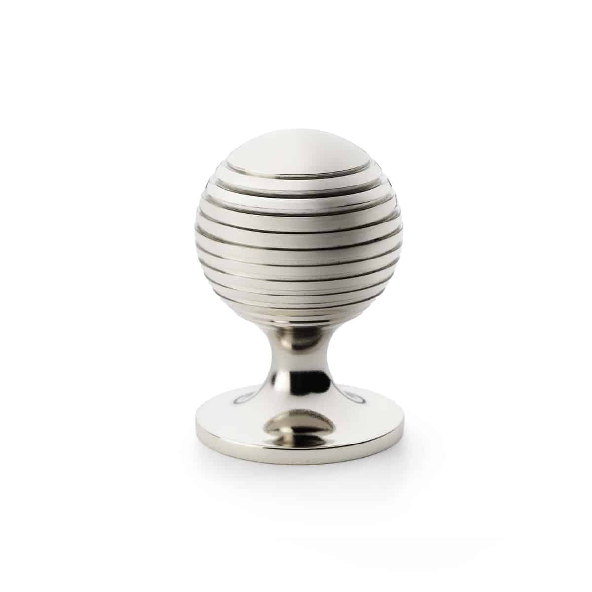 Alexander & Wilks - Caesar Cupboard Knob on Round Rose - Polished Nickel - 38mm